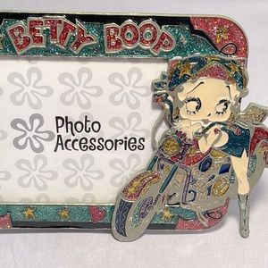 BETTY BOOP picture photograph photo frame ornate metal enamel motorcycle